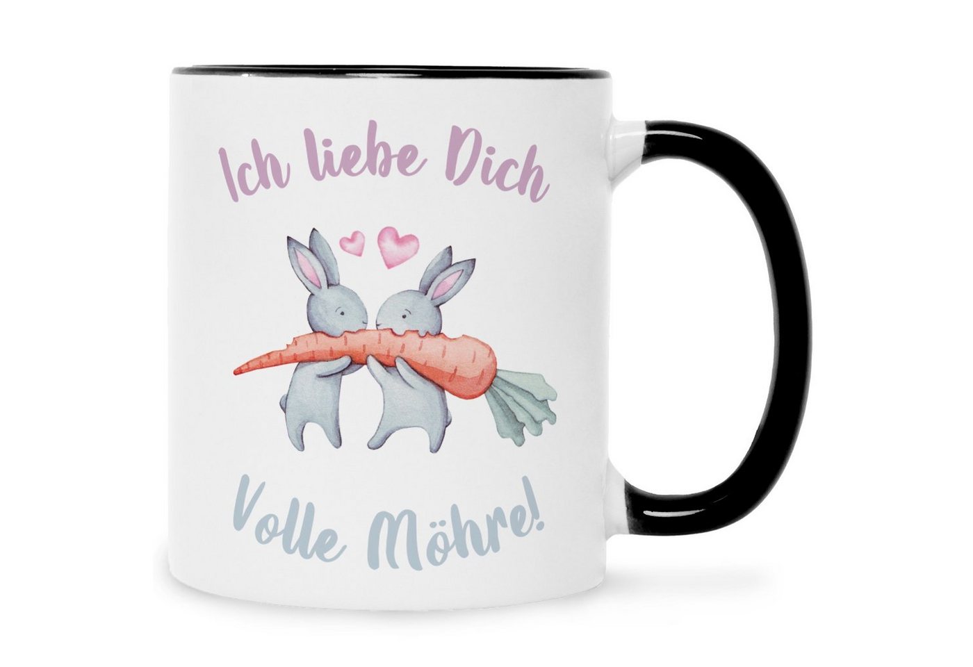 GRAVURZEILE Tasse mit Spruch Volle Möhre, Keramik, Farbe: Schwarz & Weiß von GRAVURZEILE