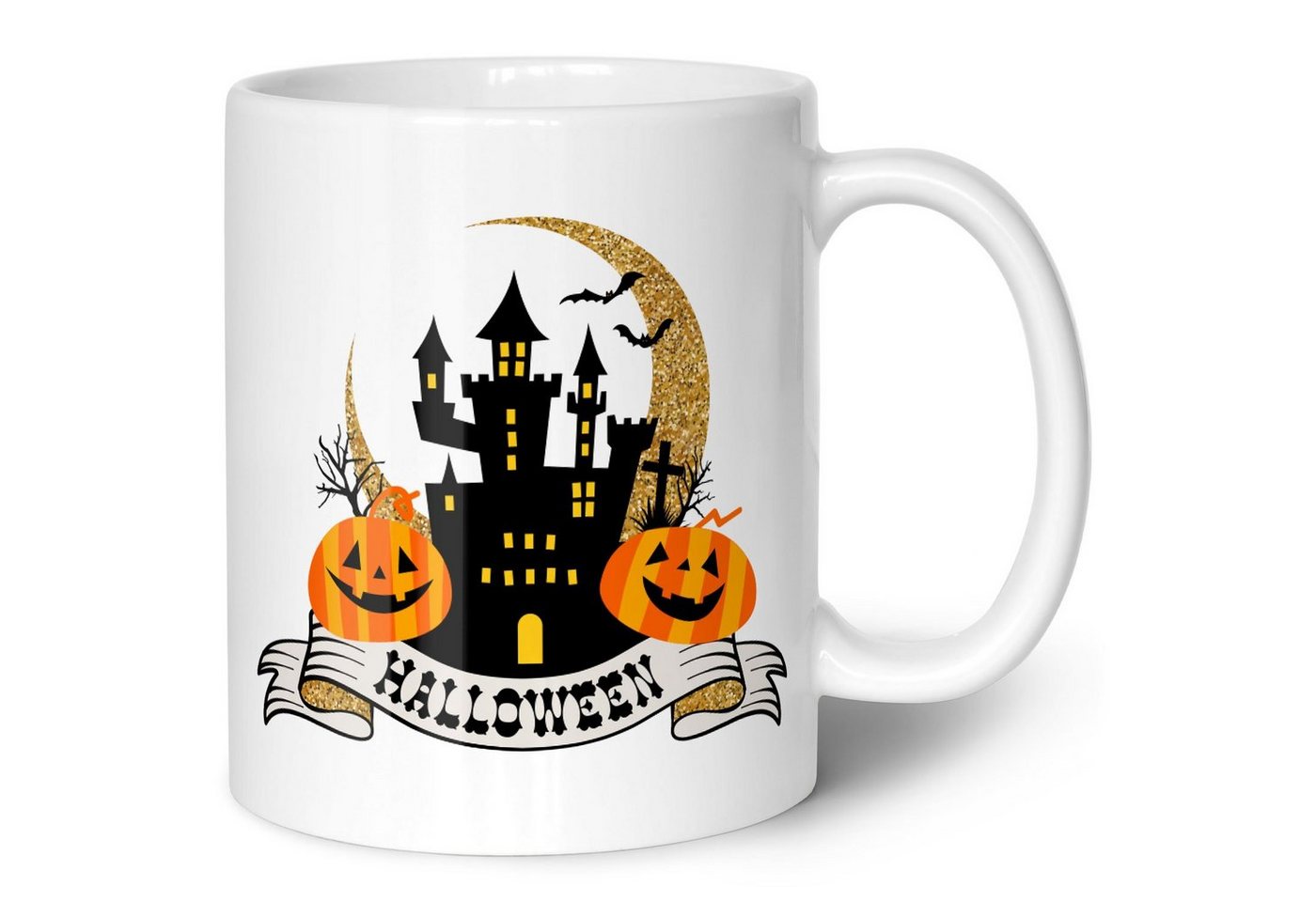 GRAVURZEILE Tasse mit Motiv im Halloween Schloss Design, Keramik, 330 ml von GRAVURZEILE