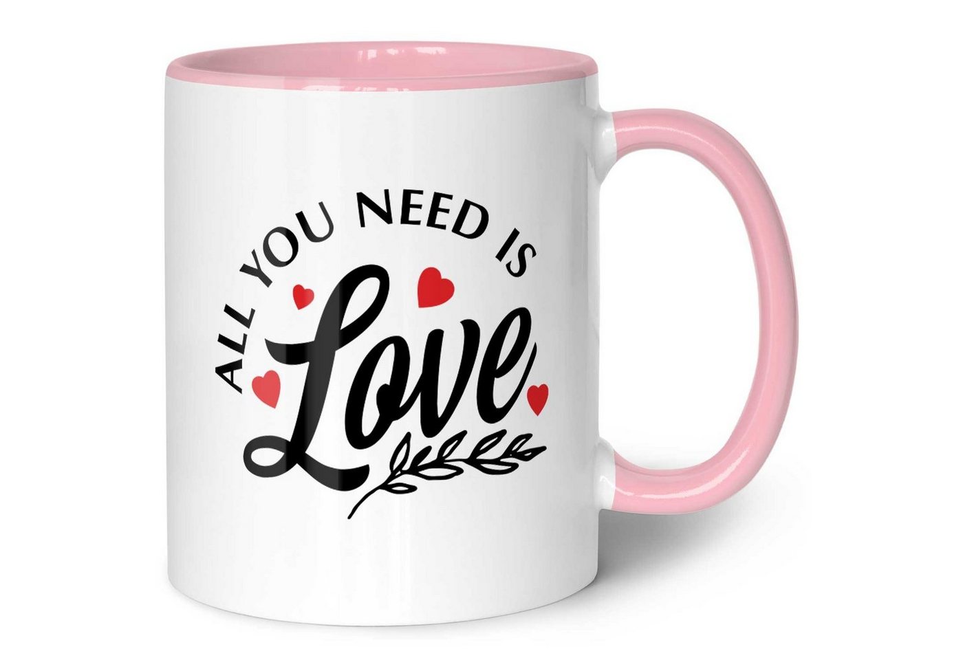 GRAVURZEILE Tasse mit Spruch - All you need is love - Geschenk für Paare, Keramik, Farbe: Rosa von GRAVURZEILE