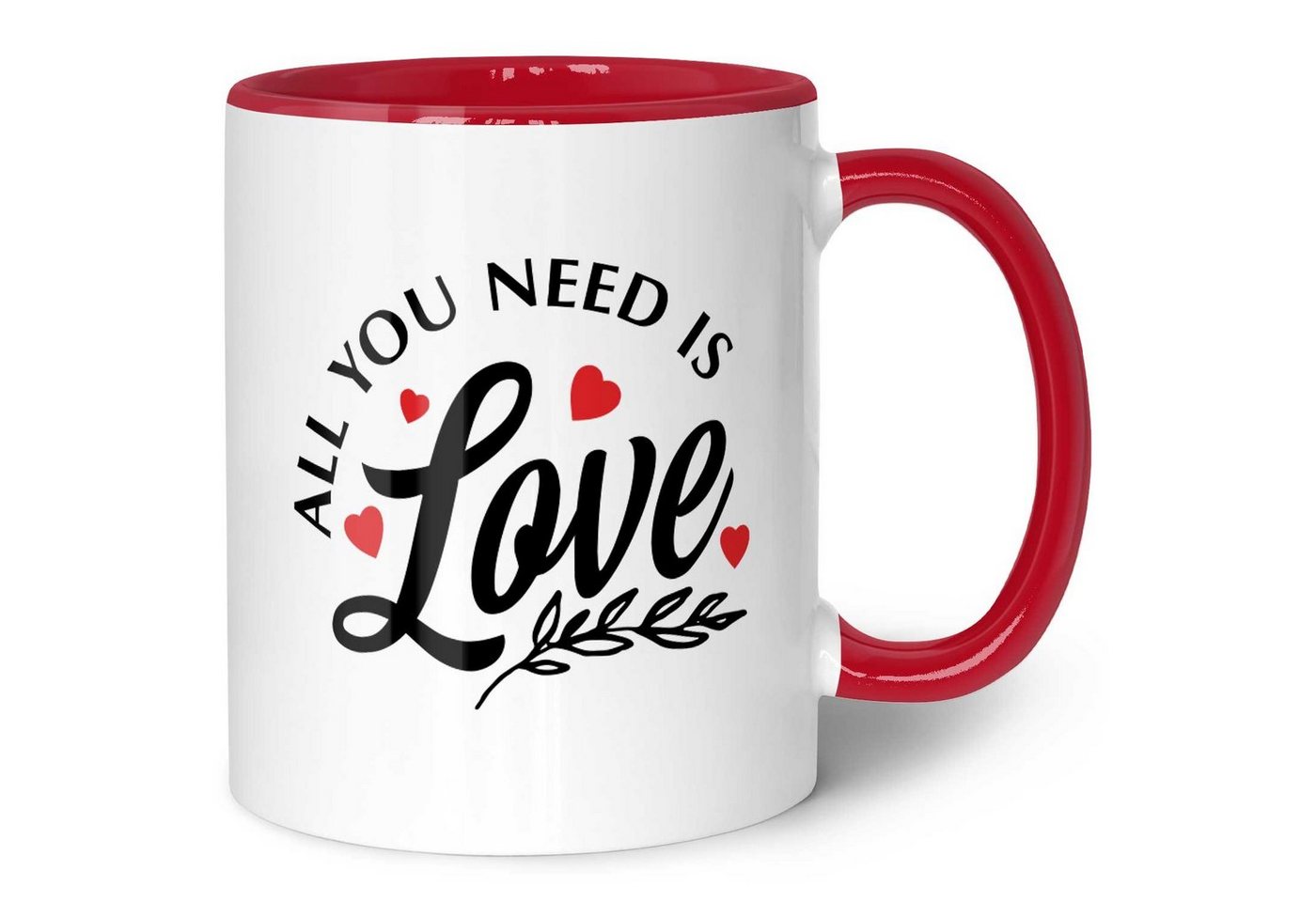 GRAVURZEILE Tasse mit Spruch - All you need is love - Geschenk für Paare, Keramik, Farbe: Rot von GRAVURZEILE