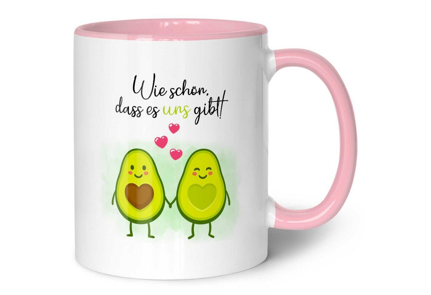 GRAVURZEILE Tasse mit Spruch - Avocado Love - Geschenk für Paare, Keramik, Farbe: Rosa von GRAVURZEILE