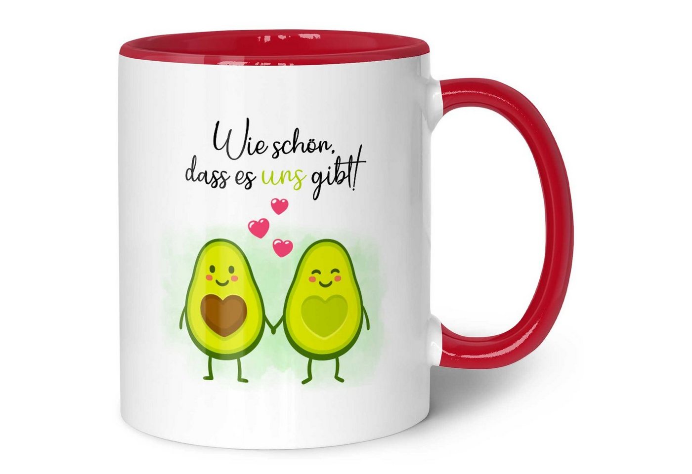 GRAVURZEILE Tasse mit Spruch - Avocado Love - Geschenk für Paare, Keramik, Farbe: Rot von GRAVURZEILE