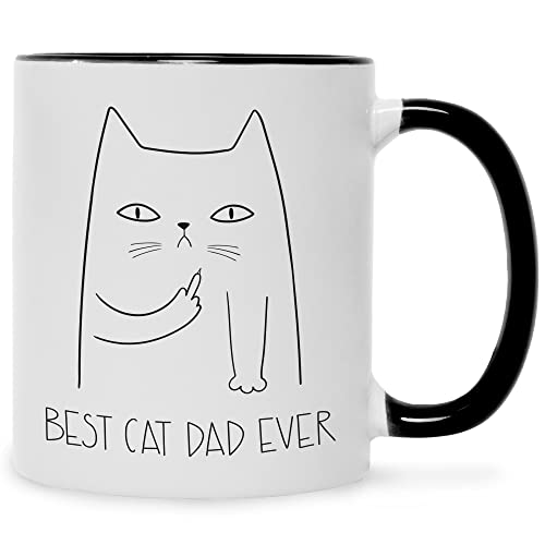 GRAVURZEILE Tasse mit Spruch - Best Cat Mum & Dad - Lustige Tasse für Eltern - Geschenk zum Muttertag Vatertag - Geschenk für Frauen Männer - Geschenk für Sie & Ihn - Farbe: Dad Schwarz & Weiß von GRAVURZEILE