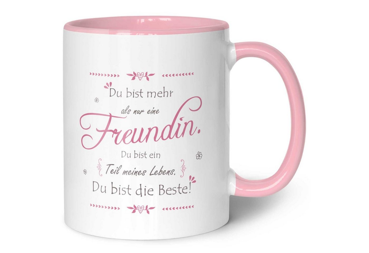 GRAVURZEILE Tasse mit Spruch - Du bist mehr als nur eine Freundin - Herzliches Geschenk, aus Keramik - Spülmaschinenfest, Farbe: Rosa von GRAVURZEILE