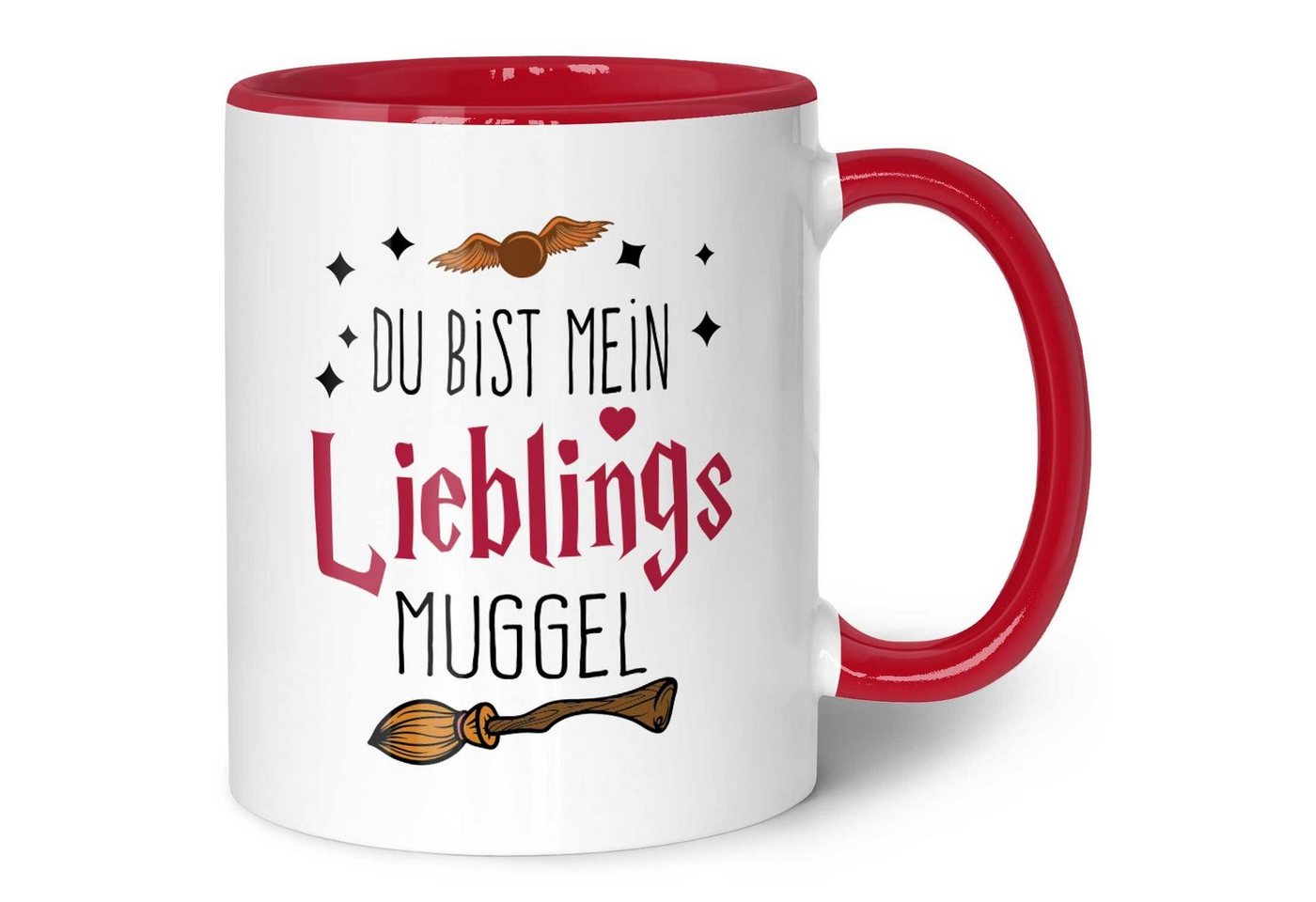 GRAVURZEILE Tasse mit Spruch - Du bist mein Lieblingsmuggel - Langlebiger Druck, aus Keramik - Spülmaschinenfest, Farbe: Rot von GRAVURZEILE