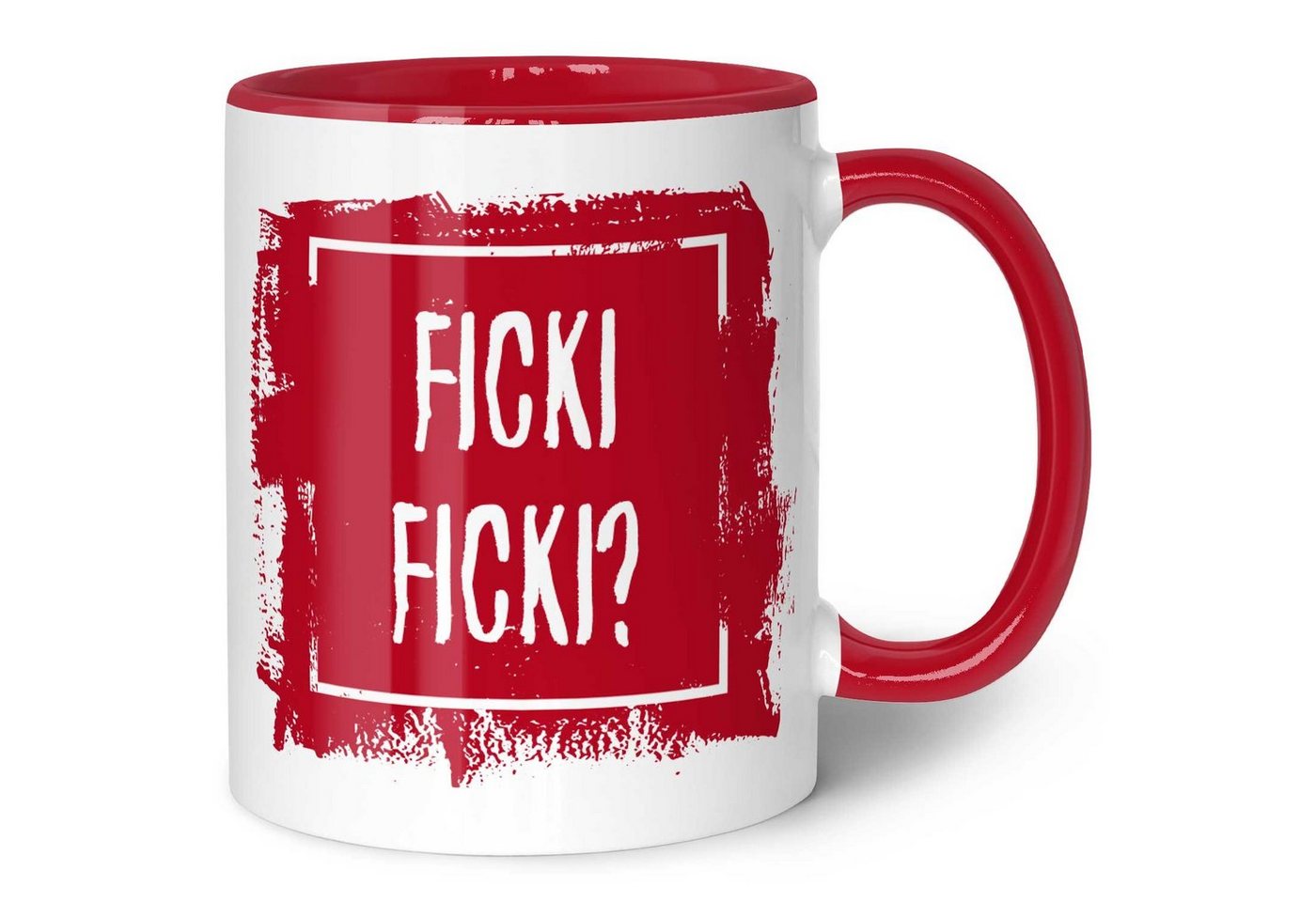 GRAVURZEILE Tasse mit Spruch - Ficki Ficki? - Geschenk für Paare & Verliebte, Keramik, Farbe: Rot von GRAVURZEILE