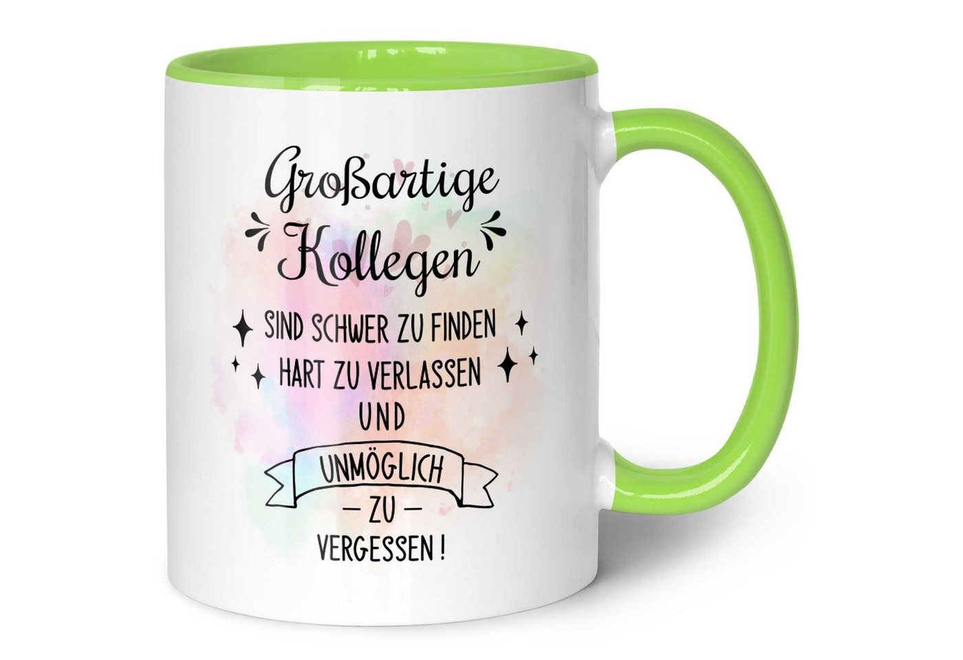 GRAVURZEILE Tasse mit Spruch - Großartige Kollegen - Abschiedsgeschenk für die Kollegen, Keramik, Farbe: Grün von GRAVURZEILE