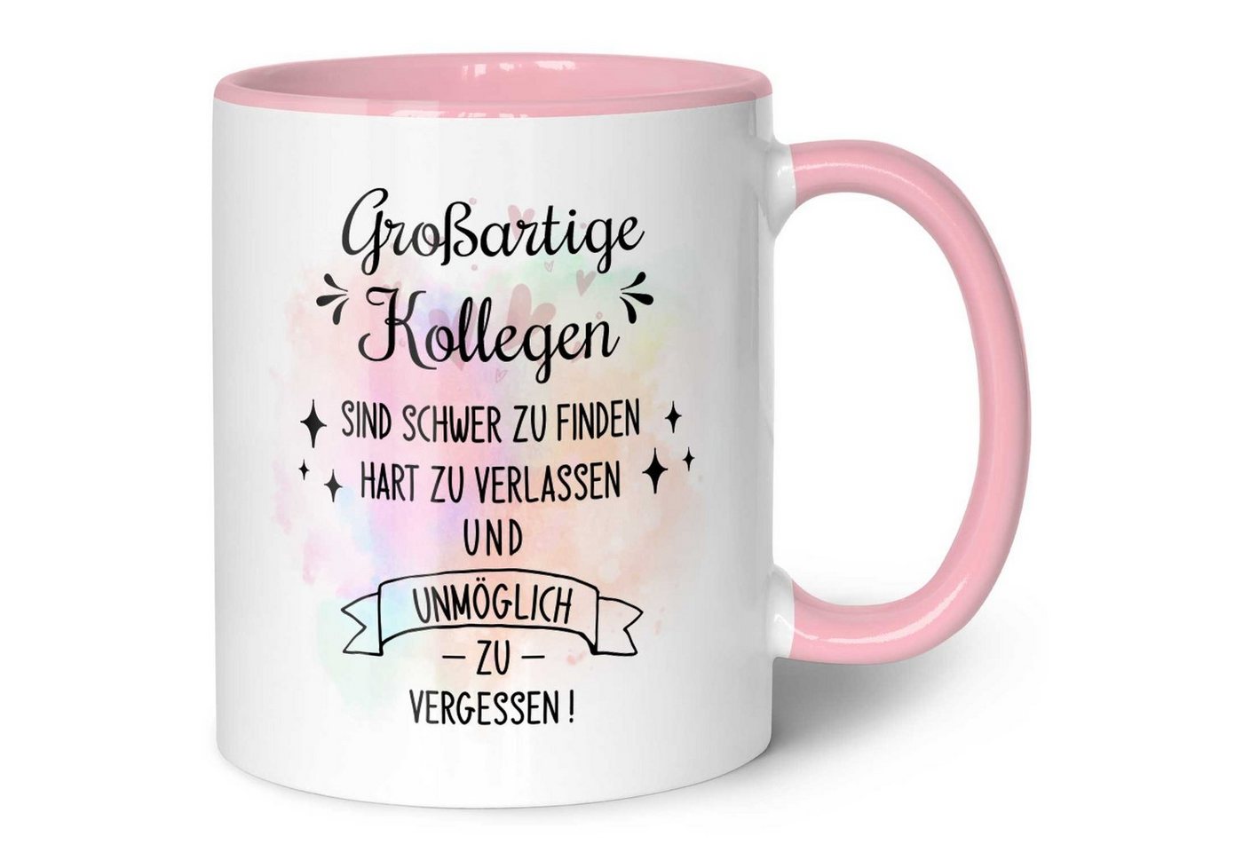 GRAVURZEILE Tasse mit Spruch - Großartige Kollegen - Abschiedsgeschenk für die Kollegen, Keramik, Farbe: Rosa von GRAVURZEILE