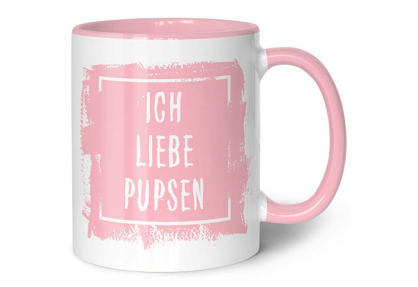 GRAVURZEILE Tasse mit Spruch - Ich liebe Pupsen - Langlebiger Druck - Lustiges Geschenk, aus Keramik - Spülmaschinenfest, Farbe: Rosa von GRAVURZEILE