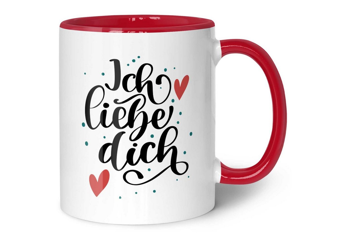 GRAVURZEILE Tasse mit Spruch - Ich liebe dich V2 - Geschenk für Paare, Keramik, Farbe: Rot von GRAVURZEILE