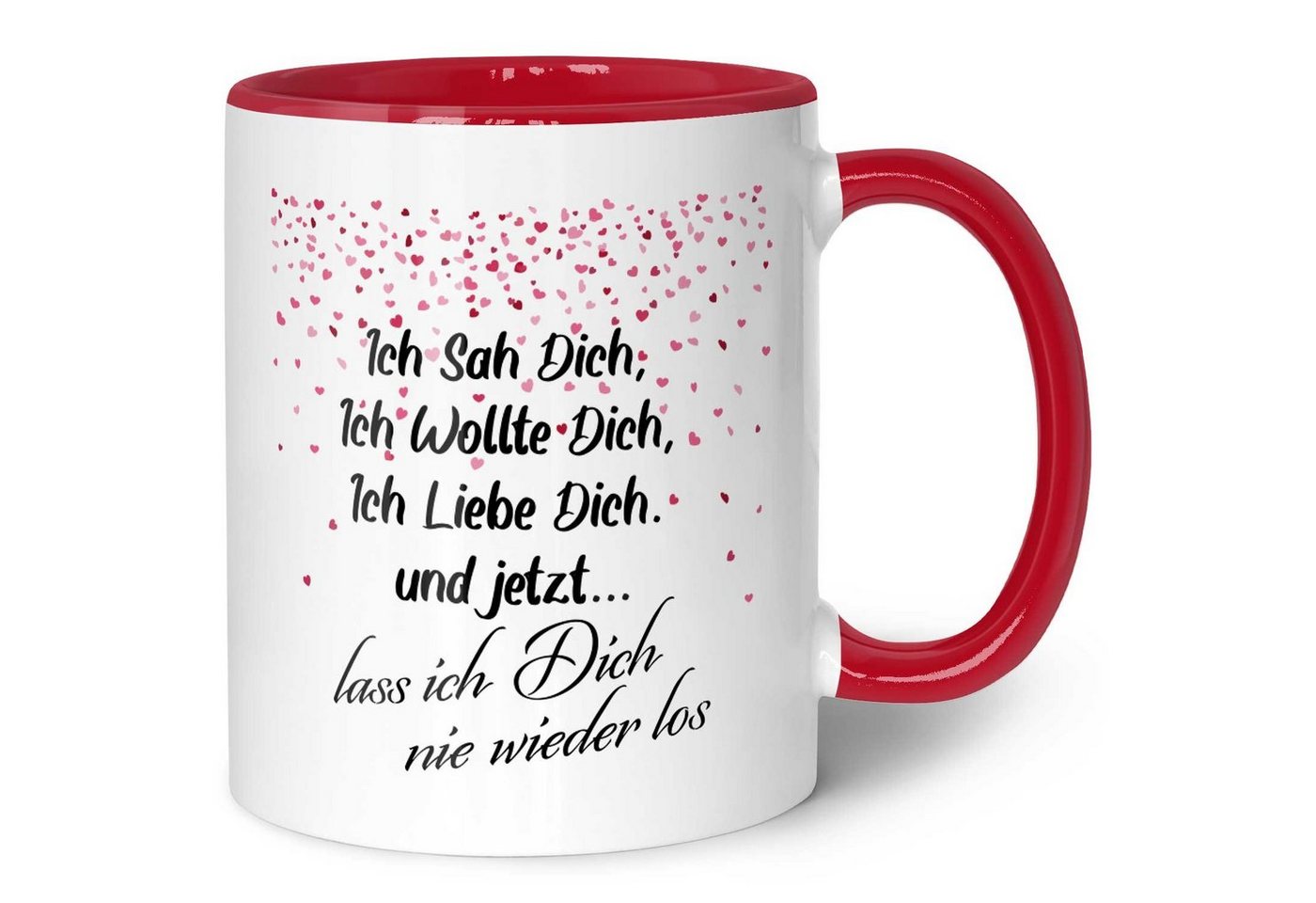 GRAVURZEILE Tasse mit Spruch - Ich sah dich - Geschenk für Ihn & Sie, Keramik, Farbe: Rot von GRAVURZEILE