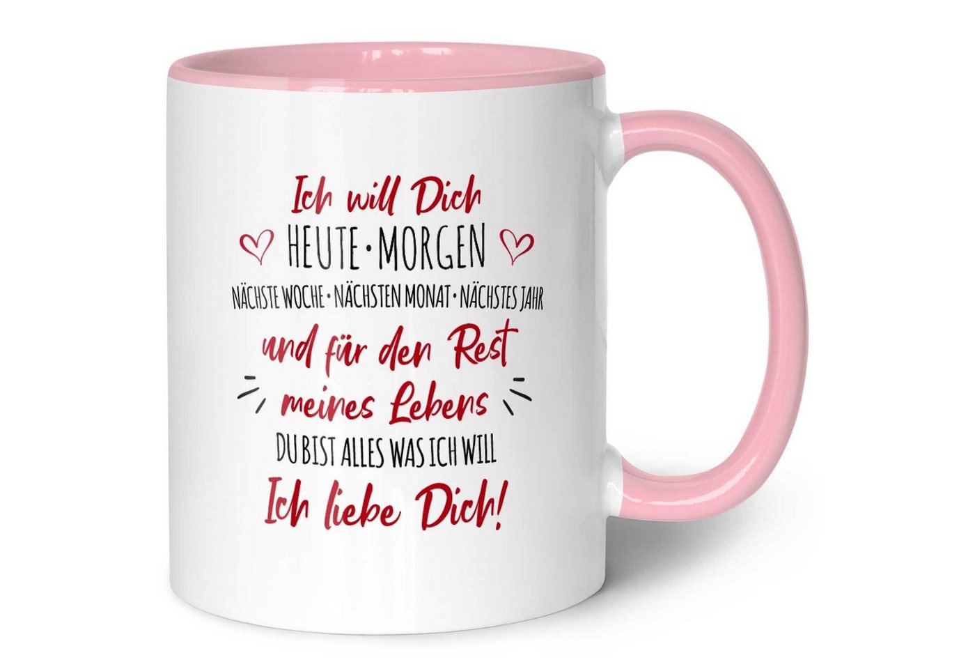 GRAVURZEILE Tasse mit Spruch - Ich will dich - Geschenk für Freund Freundin, Keramik, Farbe: Rosa von GRAVURZEILE