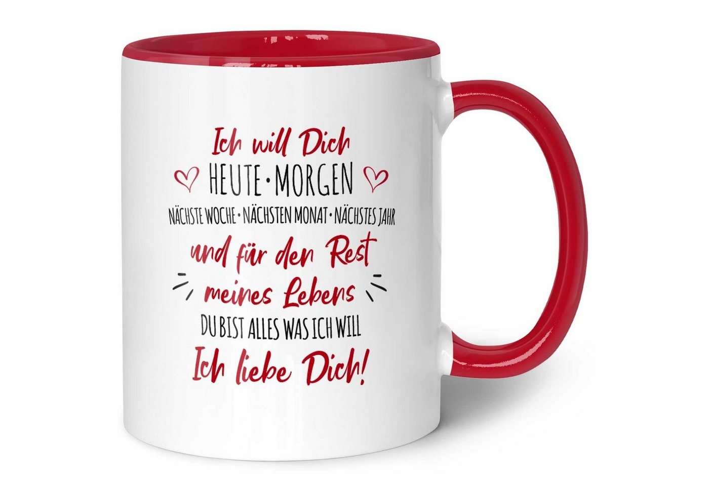 GRAVURZEILE Tasse mit Spruch - Ich will dich - Geschenk für Freund Freundin, Keramik, Farbe: Rot von GRAVURZEILE