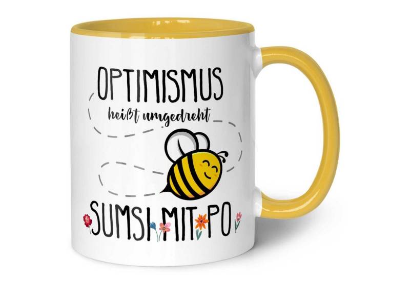 GRAVURZEILE Tasse mit Spruch - Optimismus heißt umgedreht Sumsi mit Po - Geschenk -, Keramik GRAVURZEILE Tasse mit Spruch - Optimismus heißt umgedreht Sumsi mit Po - Geschenk -, Keramik von GRAVURZEILE