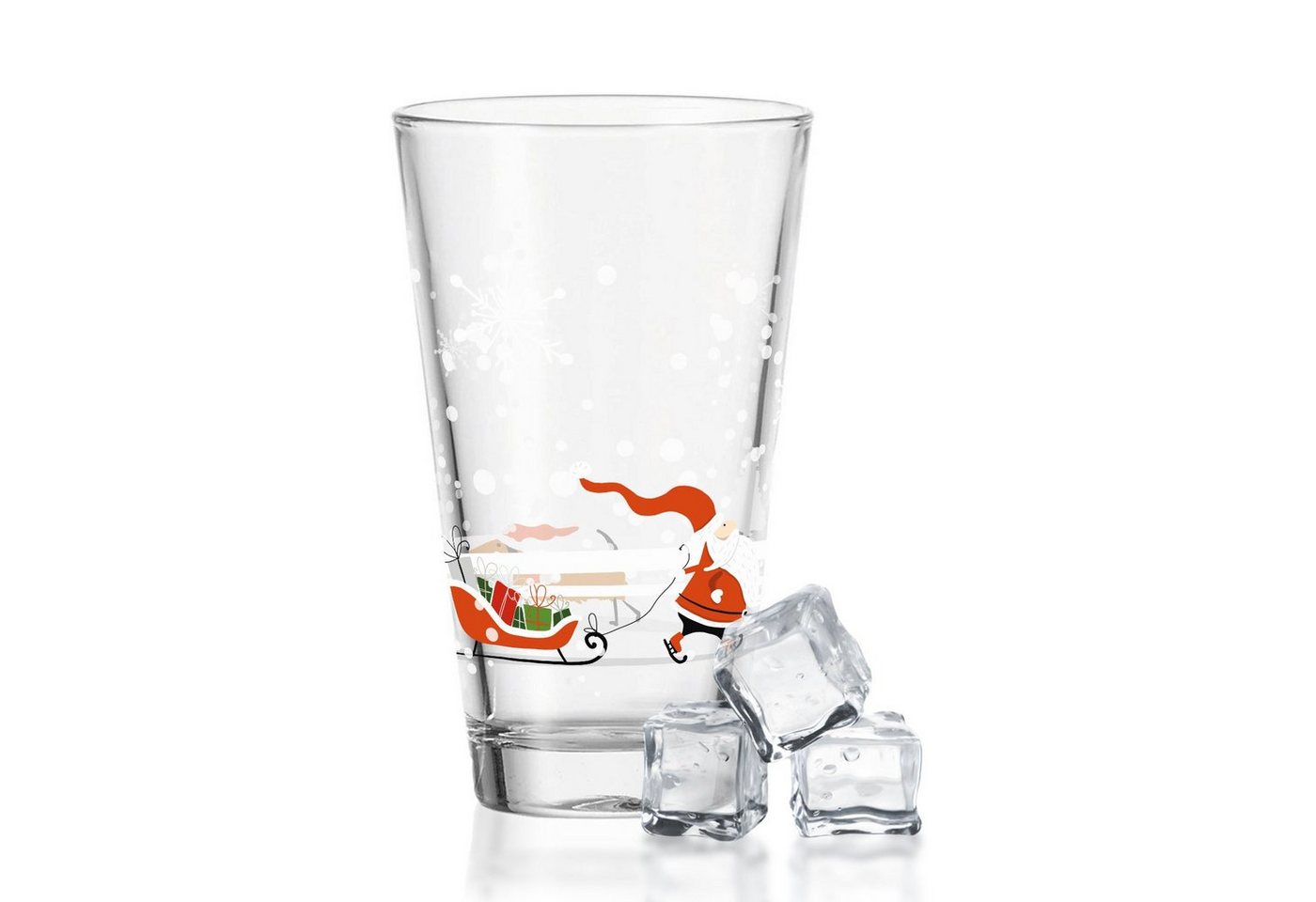 GRAVURZEILE Glas mit UV Druck - Weihnachtsmann mit Hund - Geschenk zu Weihnachten -, Glas, UV- Druck von GRAVURZEILE