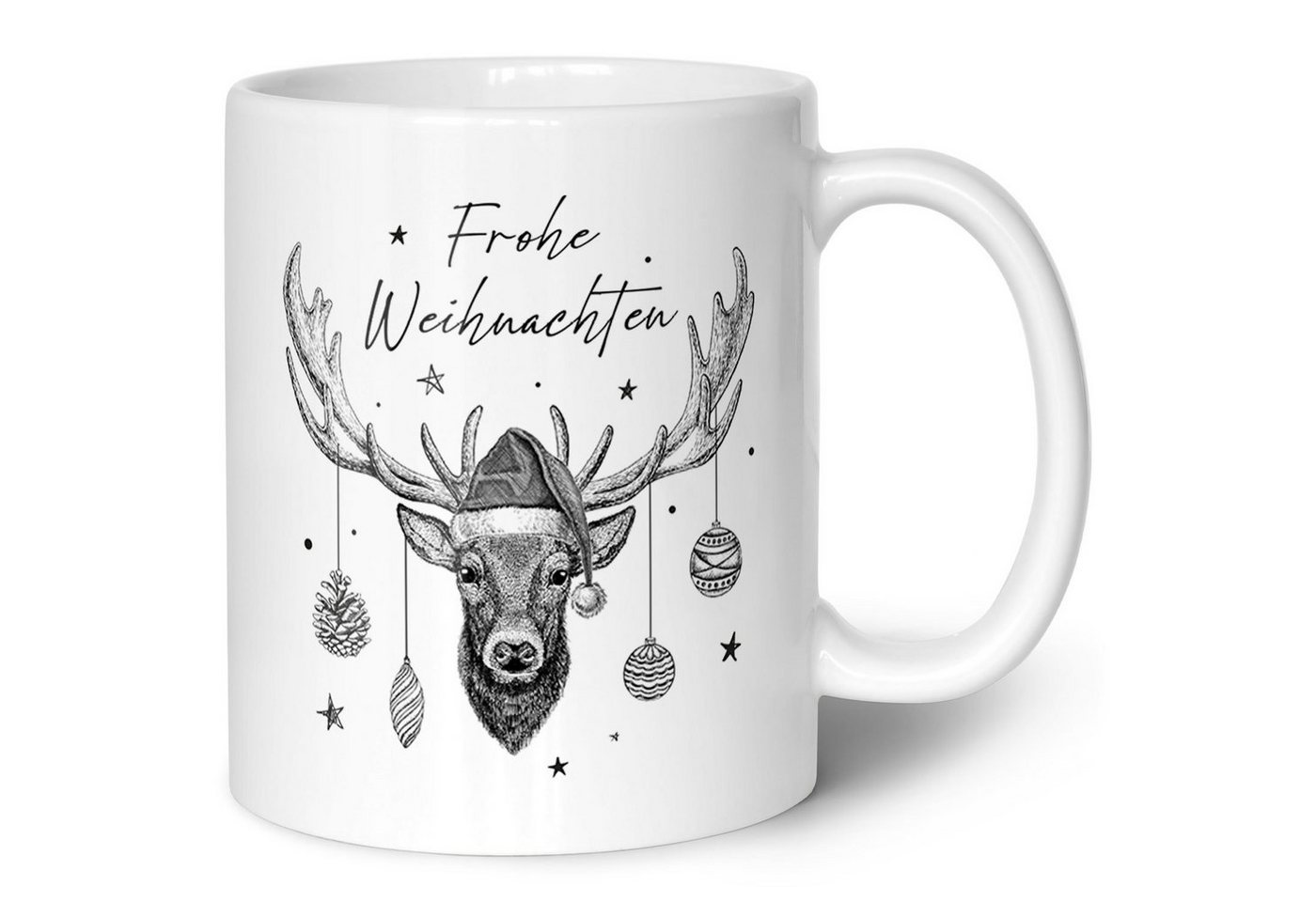 GRAVURZEILE Tasse mit Weihnachtsmotiv - Geschenke für Frauen & Männer zu Weihnachten, Frohe Weihnachten Elch - Weiß von GRAVURZEILE