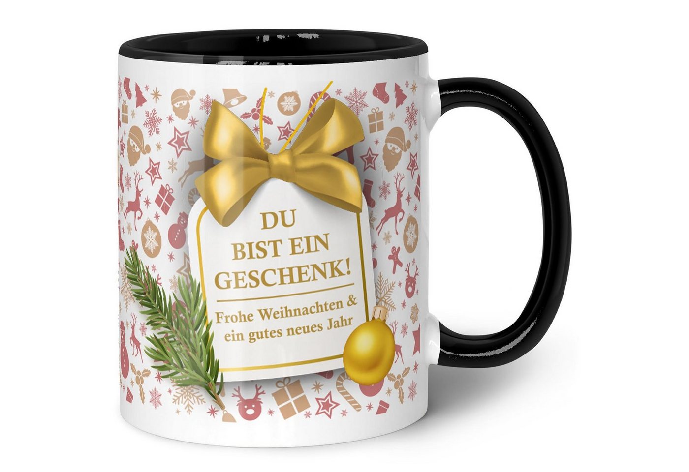 GRAVURZEILE Tasse mit Weihnachtsmotiv - Geschenke für Frauen & Männer zu Weihnachten, Spülmaschinenfest - Du bist ein Geschenk - Schwarz & Weiß von GRAVURZEILE