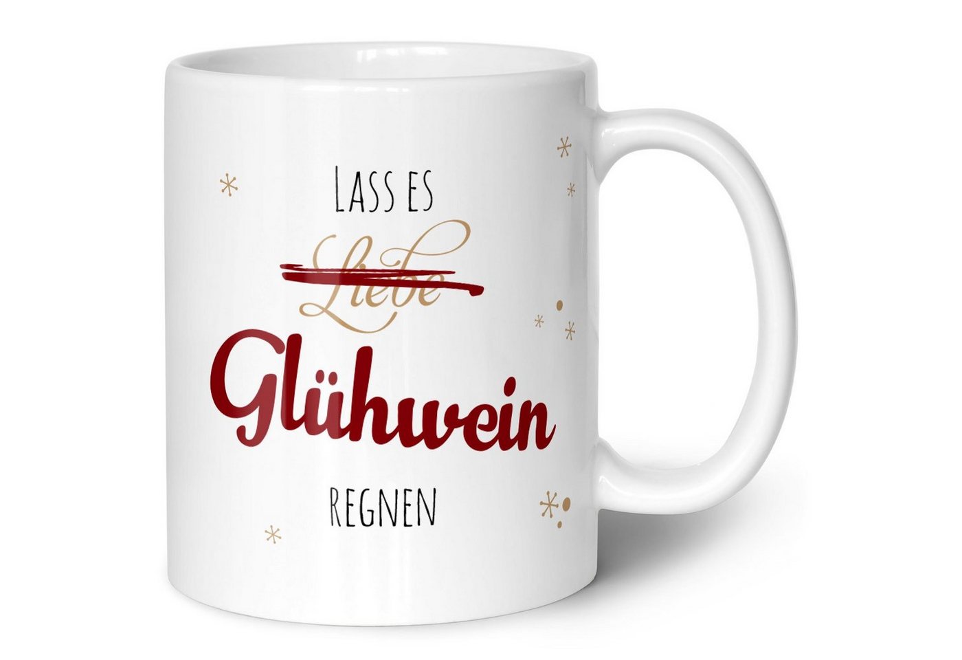 GRAVURZEILE Tasse mit Weihnachtsmotiv - Geschenke für Frauen & Männer zu Weihnachten, Spülmaschinenfest - Lass es Glühwein regnen - Weiß von GRAVURZEILE