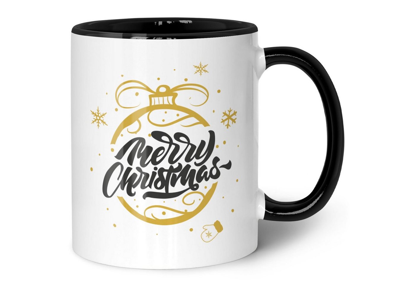 GRAVURZEILE Tasse mit Weihnachtsmotiv - Geschenke für Frauen & Männer zu Weihnachten, Spülmaschinenfest - Weihnachtskugel Gold - Schwarz und Weiß von GRAVURZEILE