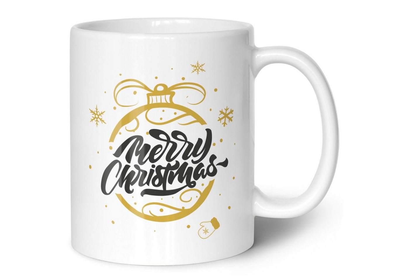 GRAVURZEILE Tasse mit Weihnachtsmotiv - Geschenke für Frauen & Männer zu Weihnachten, Spülmaschinenfest - Weihnachtskugel Gold - Weiß von GRAVURZEILE
