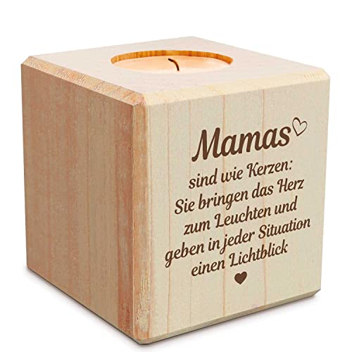 GRAVURZEILE Teelichthalter mit Gravur aus Holz für Mama - Mamas sind wie Kerzen - Persönliches Geschenk für Mama zum Geburtstag oder Muttertag - Muttertagsgeschenk - Würfel: 8x8cm GRAVURZEILE Teelichthalter mit Gravur aus Holz für Mama - Mamas sind wie Kerzen - Persönliches Geschenk für Mama zum Geburtstag oder Muttertag - Muttertagsgeschenk - Würfel: 8x8cm von GRAVURZEILE