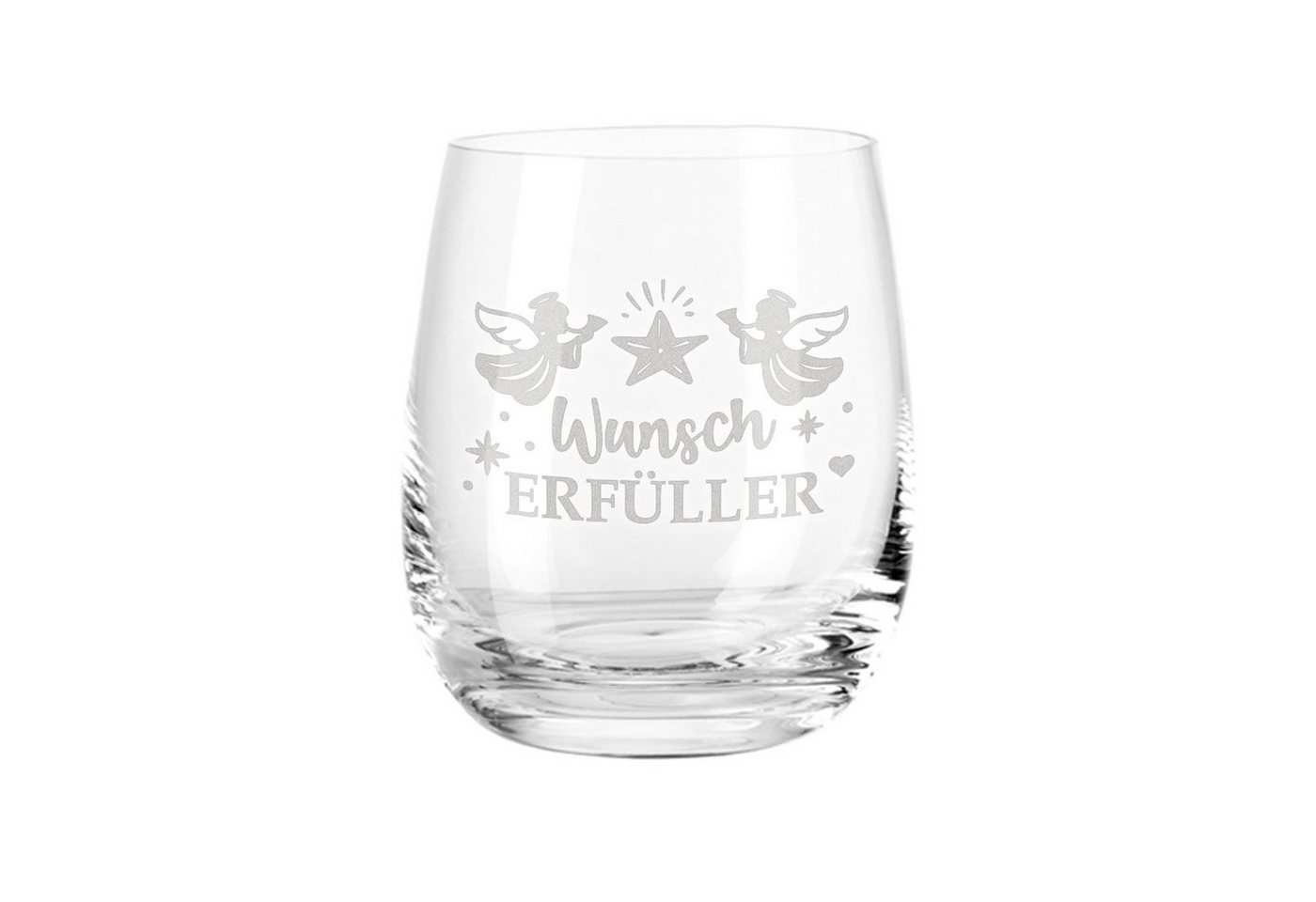 GRAVURZEILE Teelichthalter von Leonardo aus Glas mit Gravur - Wunscherfüller Engel, Geschenke für Frauen und Männer zu Weihnachten Nikolaus und Wichtel von GRAVURZEILE