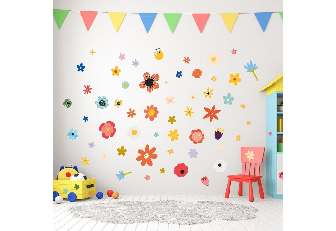 GRAVURZEILE Wandtattoo - Blumen Design - Wandtattoo mit Blumen & Blüten Kinderzimmer - von GRAVURZEILE