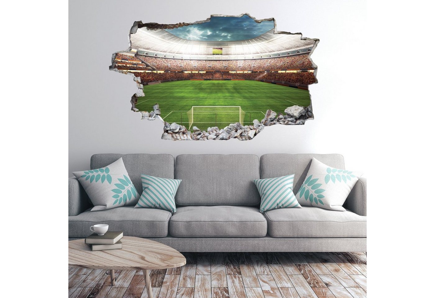 GRAVURZEILE Wandtattoo im Fußball Stadion Design - 3D Effekt - Wandsticker - von GRAVURZEILE