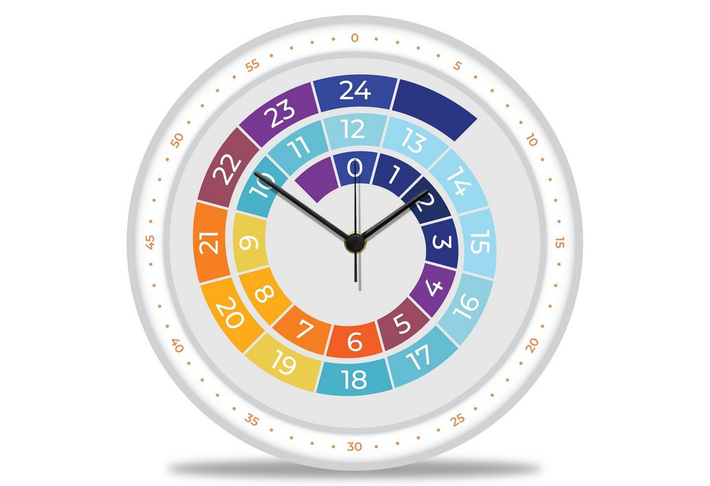 GRAVURZEILE Wanduhr GRAVURZEILE Wanduhr Kinder Regenbogen Farben - Geräuscharme Kinderwanduhr geeignet für Mädchen & Jungen - Bunte Lernuhr für Kinder 30 cm - Einfaches Ablesen der Uhrzeit Lernen - Farbenfrohes Design von GRAVURZEILE