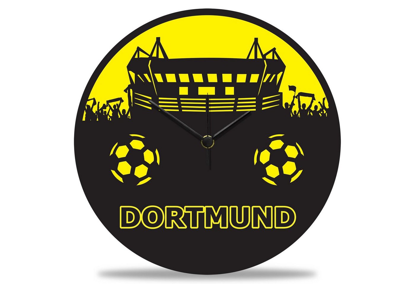 GRAVURZEILE Wanduhr aus Holz - Vereinsliebe Dortmund - Fußball - von GRAVURZEILE