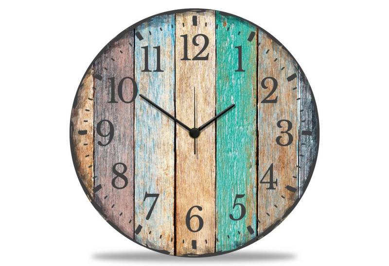 GRAVURZEILE Wanduhr GRAVURZEILE Wanduhr aus Holz Vintage Summer - Geräuscharm von GRAVURZEILE