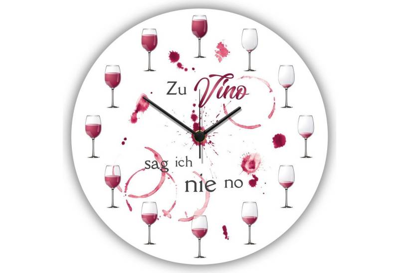 GRAVURZEILE Wanduhr GRAVURZEILE Wanduhr aus Holz Zu Vino sag ich nie no von GRAVURZEILE