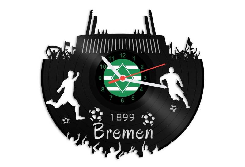 GRAVURZEILE Wanduhr Schallplattenuhr Bremen - 100% Vereinsliebe - Fußball - von GRAVURZEILE