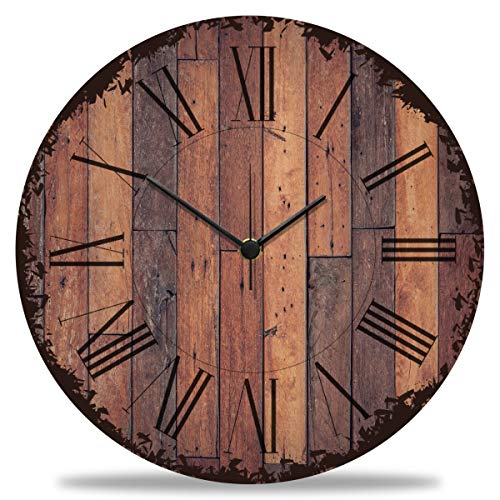 GRAVURZEILE Wanduhr aus Holz Vintage Dielen - Geräuscharm kein Ticken - 30 cm Ø - Design Wanduhren für Wohnzimmer Schlafzimmer & Küche von GRAVURZEILE