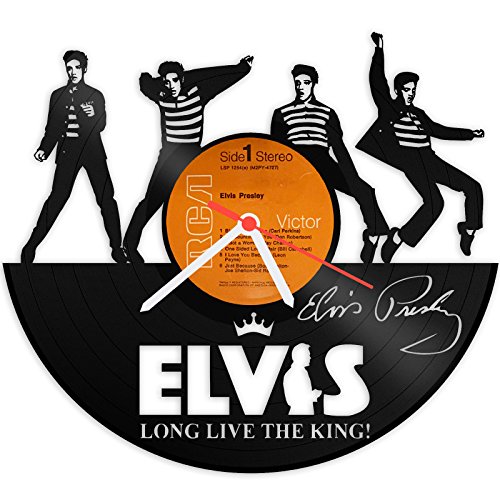 GRAVURZEILE Wanduhr aus Vinyl Schallplattenuhr Elvis Presley Upcycling Design Uhr Wand-Deko Vintage-Uhr Wand-Dekoration Retro-Uhr Made in Germany von GRAVURZEILE
