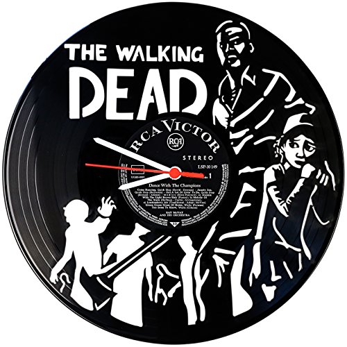 GRAVURZEILE Wanduhr aus Vinyl Schallplattenuhr The Walking Dead Upcycling Design Uhr Wand-Deko Vintage-Uhr Wand-Dekoration Retro-Uhr Made in Germany von GRAVURZEILE