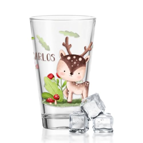 GRAVURZEILE Wasserglas mit UV-Druck - Tiergruppe Wald Design - Personalisiert mit Wunschname - Geschenke für Jungen & Mädchen Kinder zum Geburtstag Einschulung - Geeignet als Trinkglas - Reh GRAVURZEILE Wasserglas mit UV-Druck - Tiergruppe Wald Design - Personalisiert mit Wunschname - Geschenke für Jungen & Mädchen Kinder zum Geburtstag Einschulung - Geeignet als Trinkglas - Reh von GRAVURZEILE