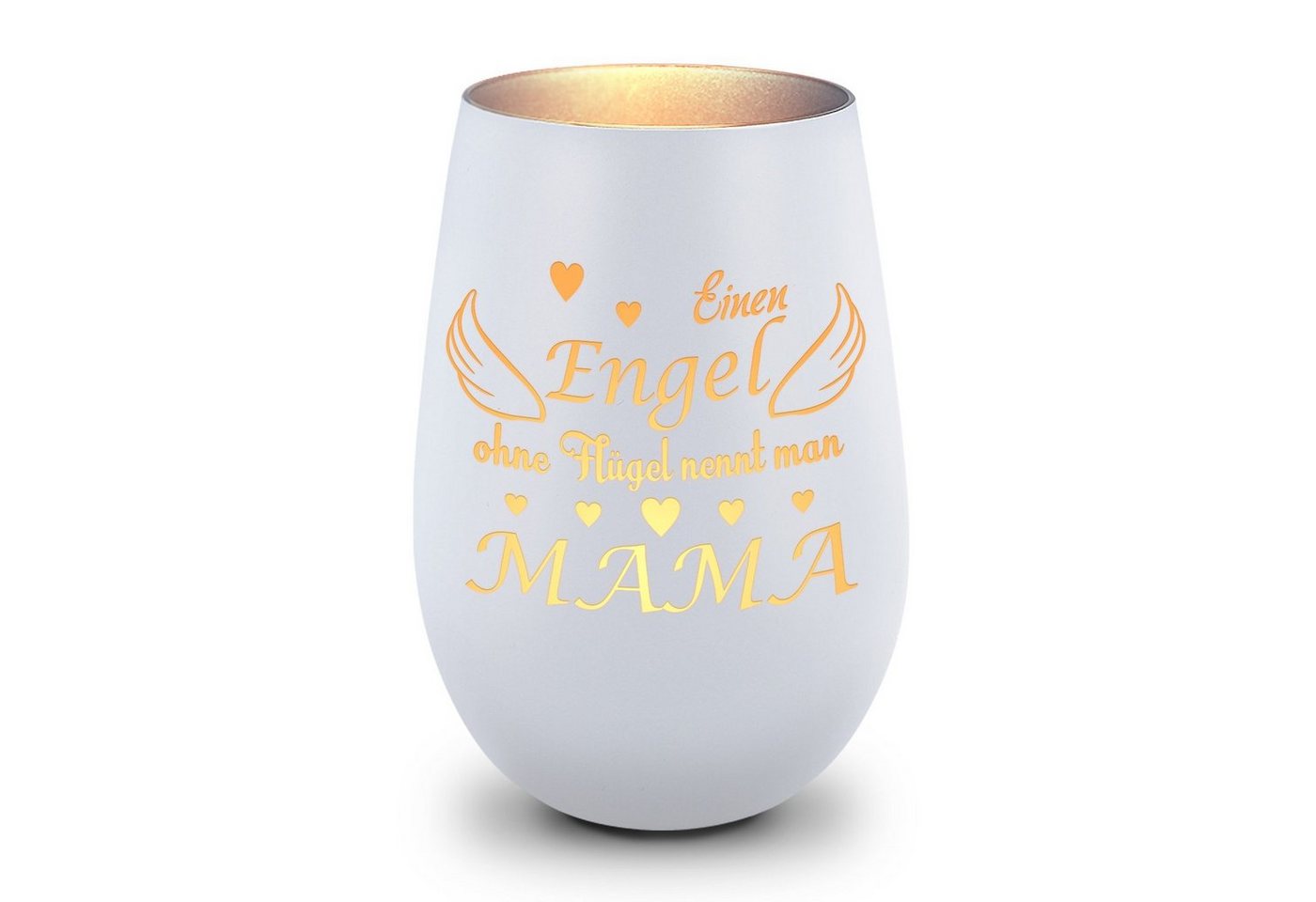 GRAVURZEILE Windlicht aus Glas mit Gravur - Einen Engel ohne Flügel nennt man Mama - Deko (Weiß/Silber), Geschenke für Frauen und Männer zum Geburtstag und weitere Anlässe von GRAVURZEILE