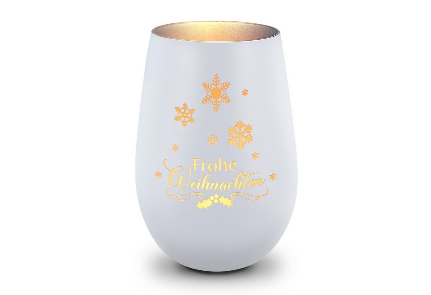 GRAVURZEILE Windlicht aus Glas mit Gravur - Frohe Weihnachten Schneeflocke - Weihnachtsdeko (Weiß/Silber), Geschenke für Frauen und Männer zum Geburtstag und weitere Anlässe von GRAVURZEILE