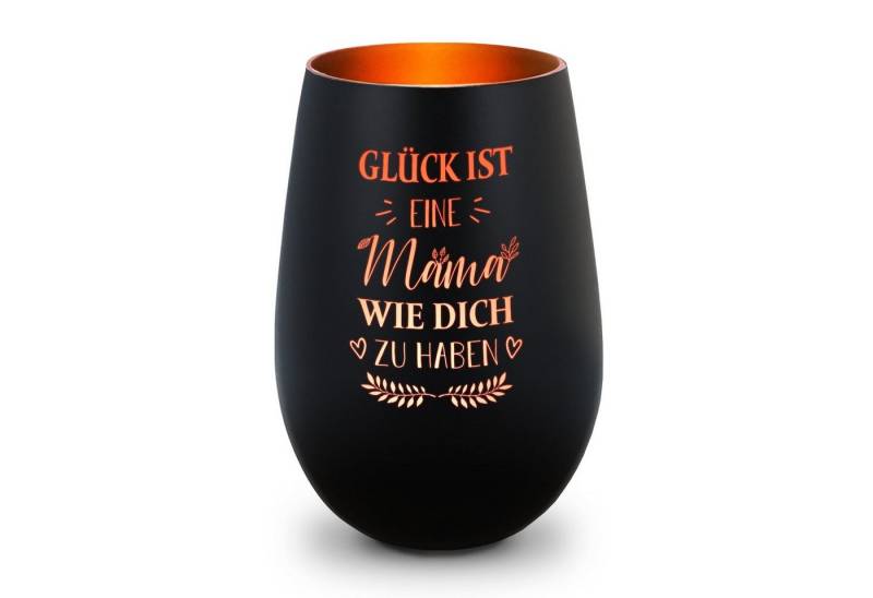 GRAVURZEILE Windlicht aus Glas mit Gravur - Glück ist eine Mama wie Dich zu haben - Deko (Schwarz/Bronze), Geschenke für Frauen und Männer zum Geburtstag und weitere Anlässe von GRAVURZEILE