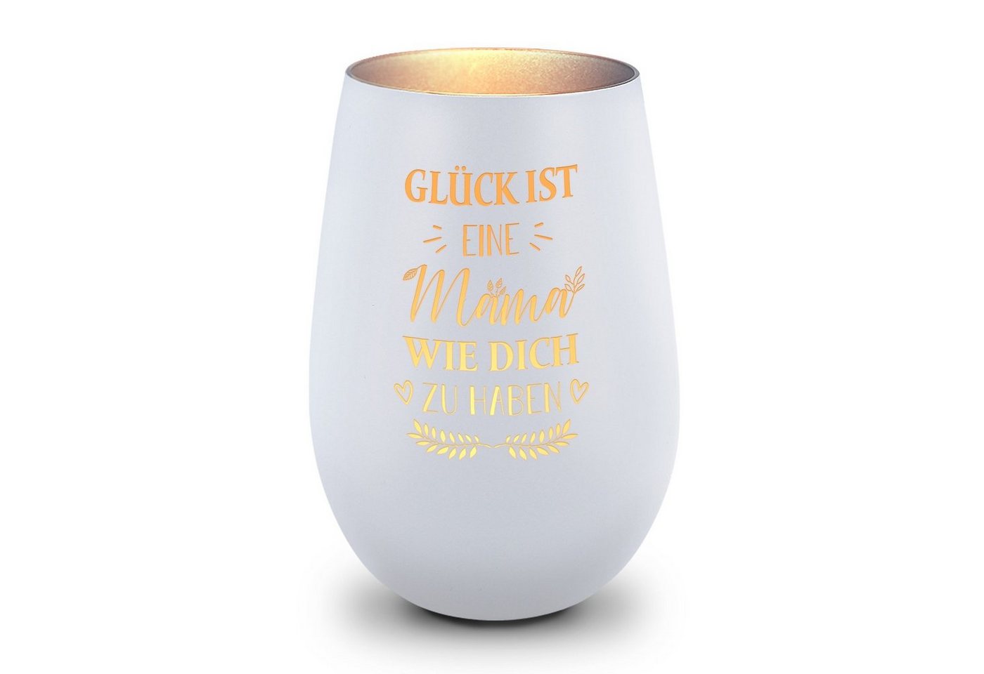 GRAVURZEILE Windlicht aus Glas mit Gravur - Glück ist eine Mama wie Dich zu haben - Deko (Weiß/Silber), Geschenke für Frauen und Männer zum Geburtstag und weitere Anlässe von GRAVURZEILE