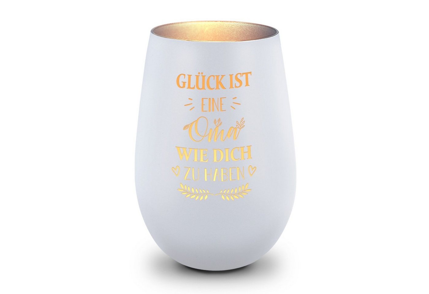 GRAVURZEILE Windlicht aus Glas mit Gravur - Glück ist eine Oma wie Dich zu haben - Deko (Weiß/Silber), Geschenke für Frauen und Männer zum Geburtstag und weitere Anlässe von GRAVURZEILE