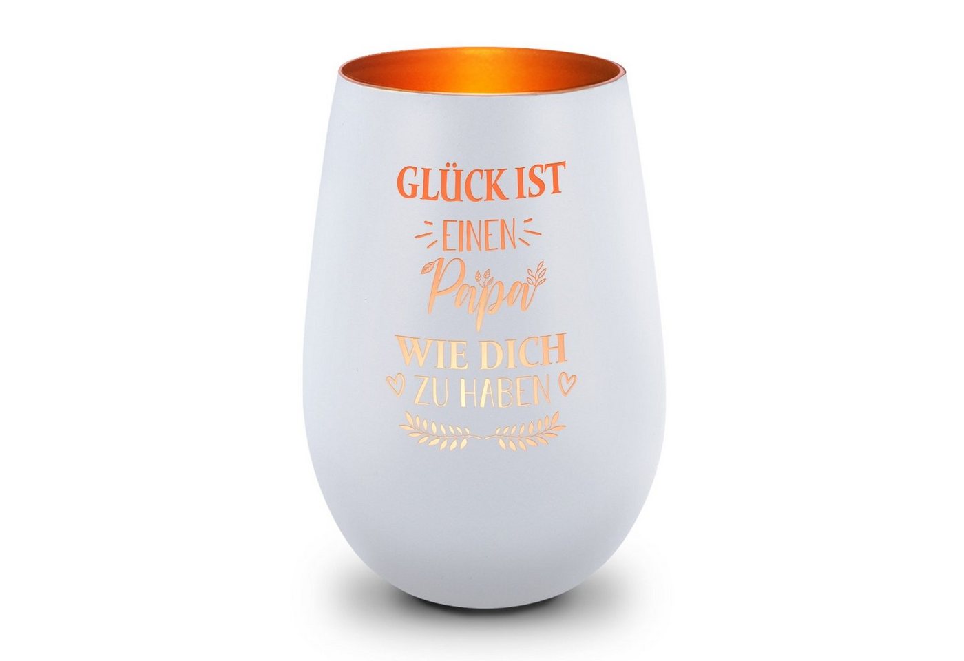 GRAVURZEILE Windlicht aus Glas mit Gravur - Glück ist einen Papa wie Dich zu haben - Deko (Weiß/Bronze), Geschenke für Frauen und Männer zum Geburtstag und weitere Anlässe von GRAVURZEILE