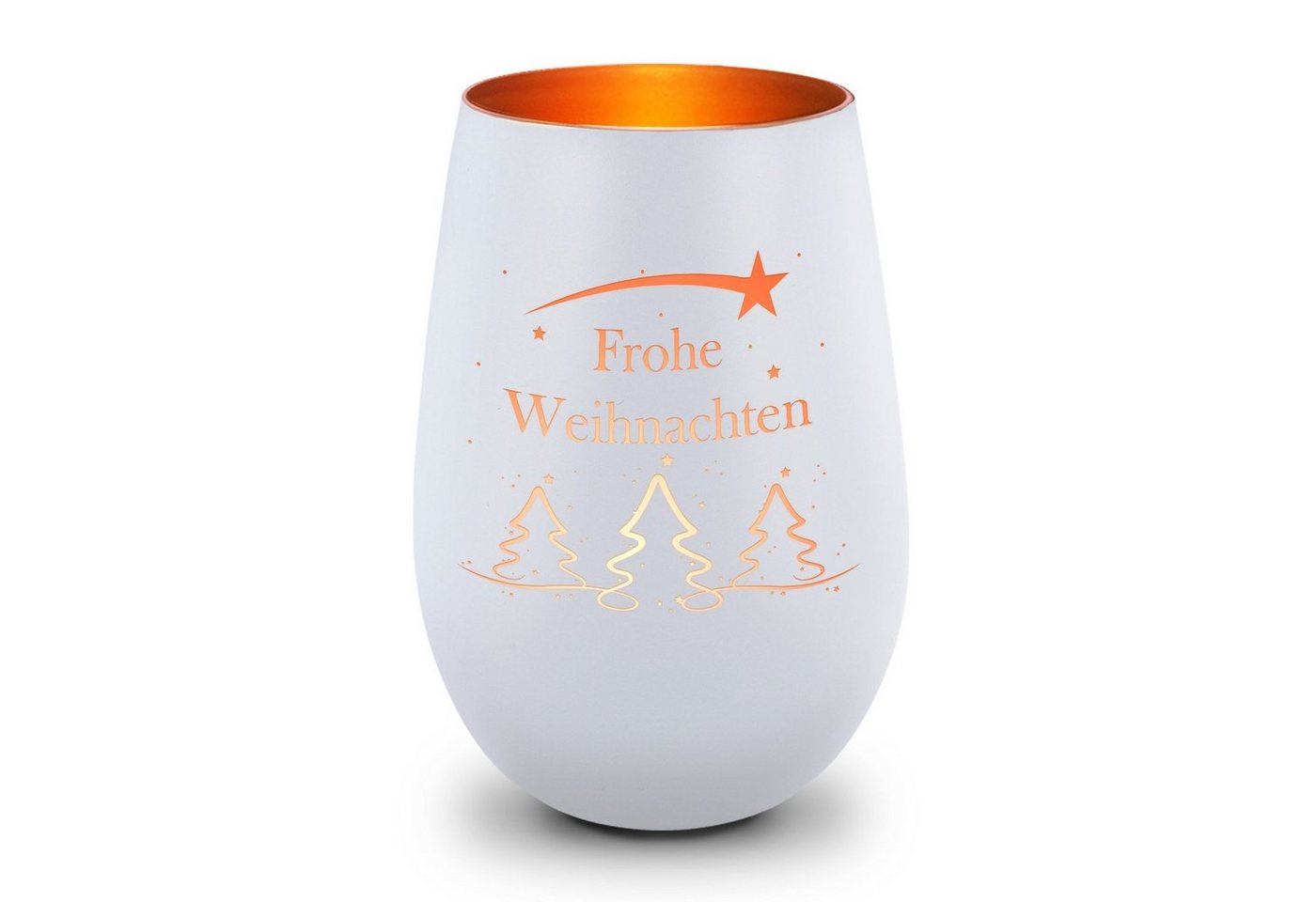 GRAVURZEILE Windlicht aus Glas mit Gravur - Tannenbaum - Weihnachtsdeko zum Verschenken (Weiß/Bronze), Geschenke für Frauen und Männer zum Geburtstag und weitere Anlässe von GRAVURZEILE