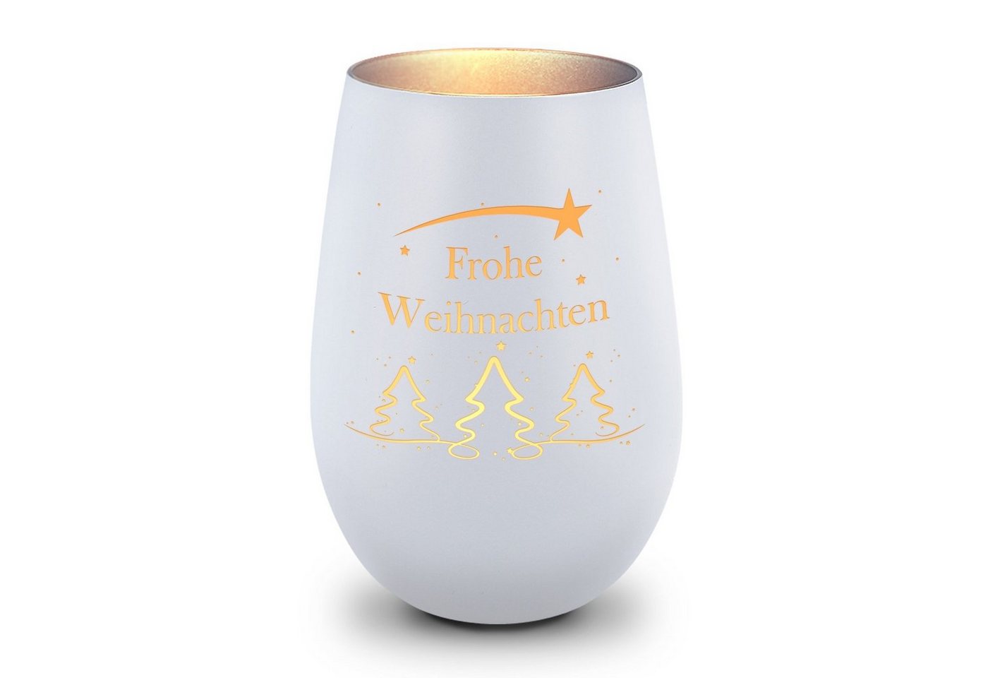 GRAVURZEILE Windlicht aus Glas mit Gravur - Tannenbaum - Weihnachtsdeko zum Verschenken (Weiß/Silber), Geschenke für Frauen und Männer zum Geburtstag und weitere Anlässe von GRAVURZEILE