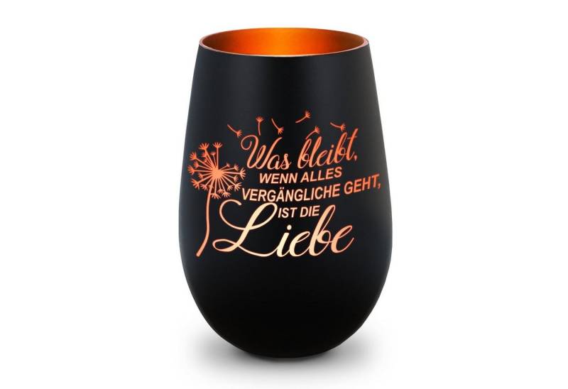 GRAVURZEILE Windlicht aus Glas mit Gravur - was bleibt, wenn Alles Vergängliche geht (Schwarz/Bronze), Geschenke für Frauen und Männer zum Geburtstag und weitere Anlässe von GRAVURZEILE