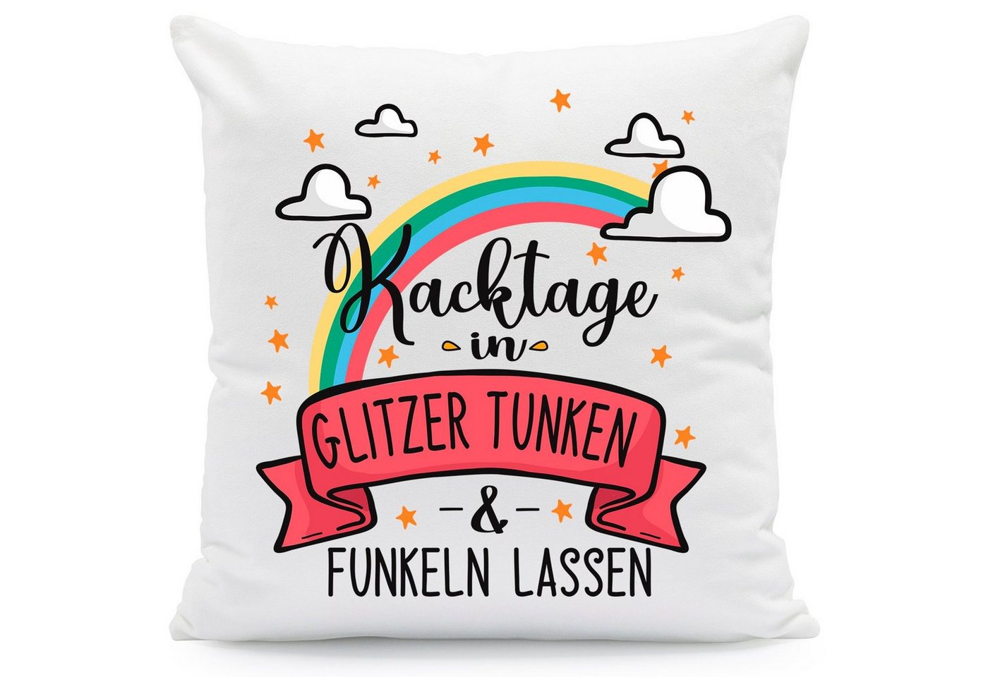 GRAVURZEILE Zierkissen mit Spruch - Kacktage in Glitzer tunken & funkeln lassen -, starke Farben ohne verblassen, Maschinenwäsche geeignet - mit Füllung von GRAVURZEILE