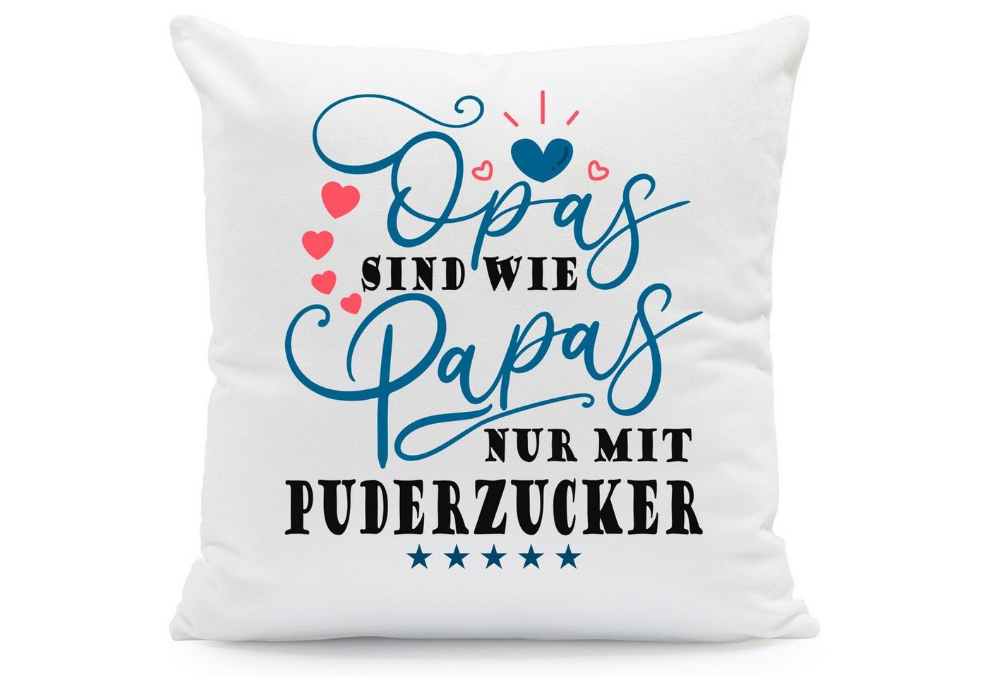 GRAVURZEILE Zierkissen mit Spruch - Opas sind wie Papas nur mit Puderzucker - Geschenk -, starke Farben ohne verblassen, Maschinenwäsche geeignet - ohne Füllung von GRAVURZEILE