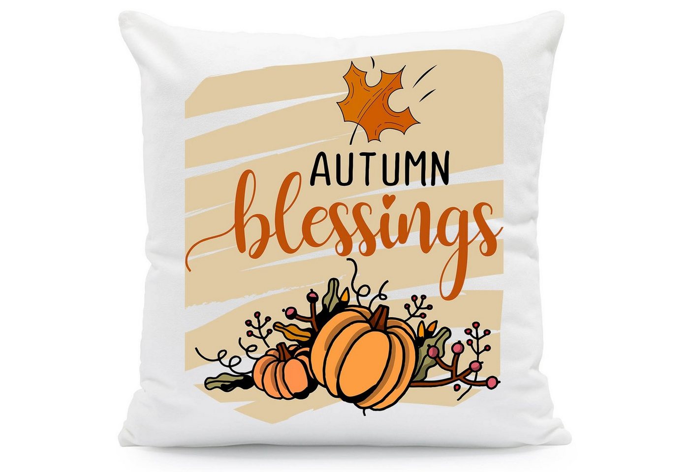 GRAVURZEILE Zierkissen mit Spruch - Autumn blessings - Geschenk für Sie & Ihn -, starke Farbenohne verblassen, Maschinenwäsche geeignet - ohne Füllung von GRAVURZEILE