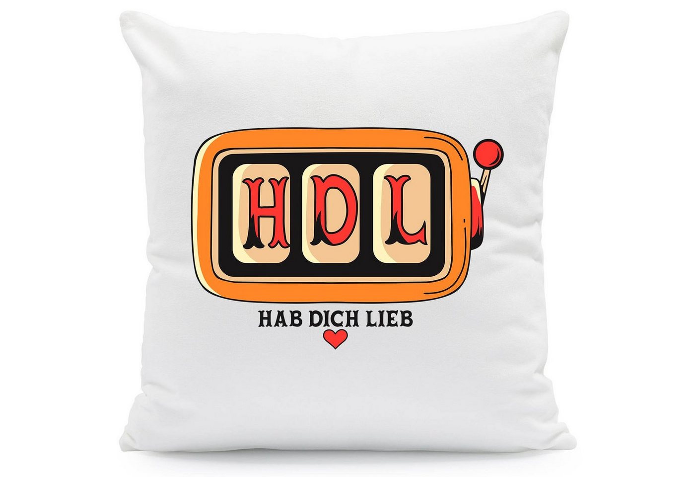 GRAVURZEILE Zierkissen mit Spruch - HDL Hab dich Lieb - Geschenk im Spielautomat Design -, starke Farben ohne verblassen, Maschinenwäsche geeignet - ohne Füllung von GRAVURZEILE